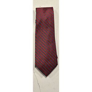 Paul Fredrick 100% Silk Striped Necktie in Red / Pink / Black